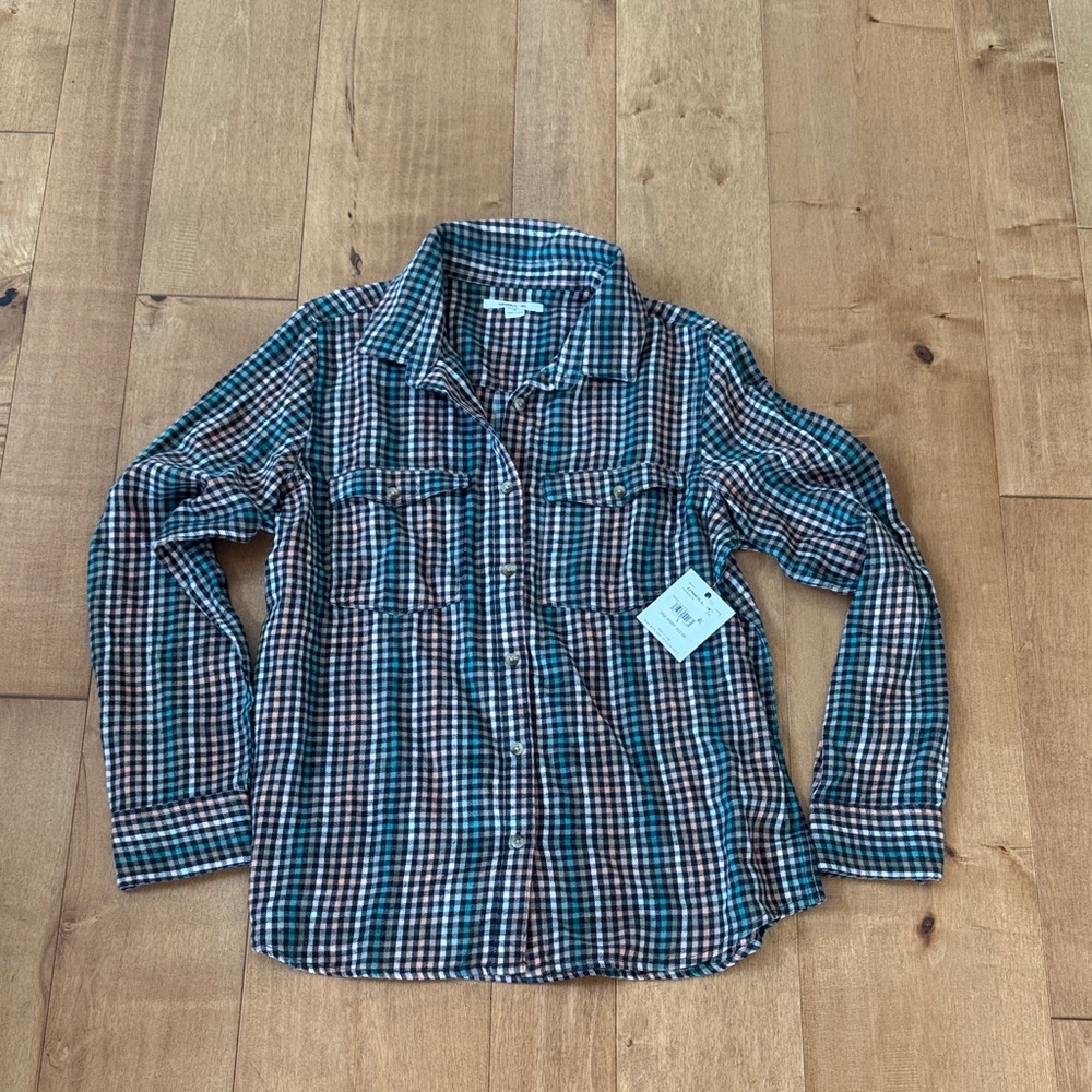 Green and Black Gingham Button-Down Shirt